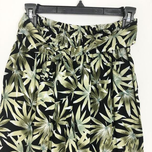 Volcom Womens Coco Pants XS Green Black Leaf Print Belt High Rise Pull On NWOT - Picture 7 of 14